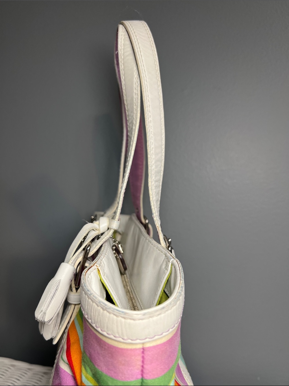 Coach Hampton Multi Striped Tote - Picture 11 of 17
